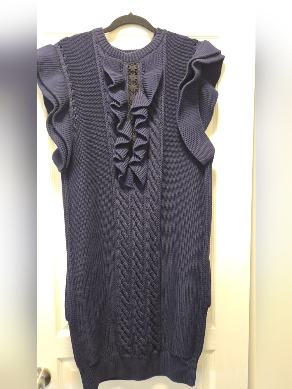 Stella McCartney Navy Knit Sweater with Floral Lace Panel